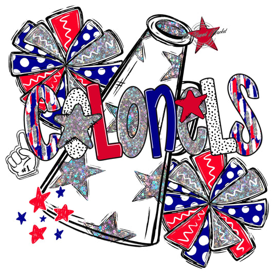 Colonels Cheer Megaphone Scrape-Blue & Red