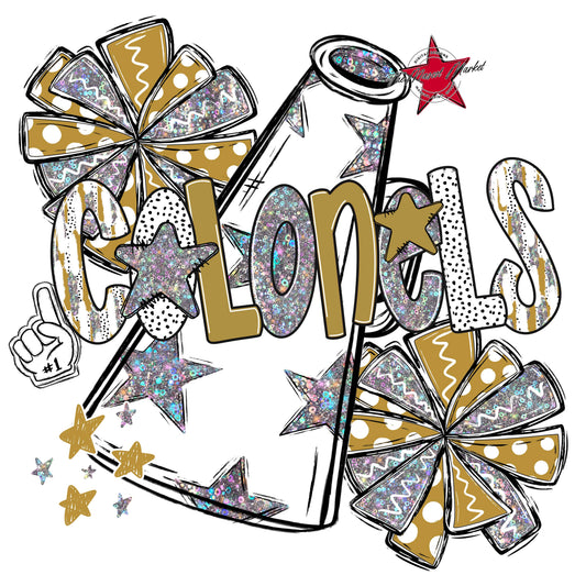 Colonels Cheer Megaphone Scrape-Gold