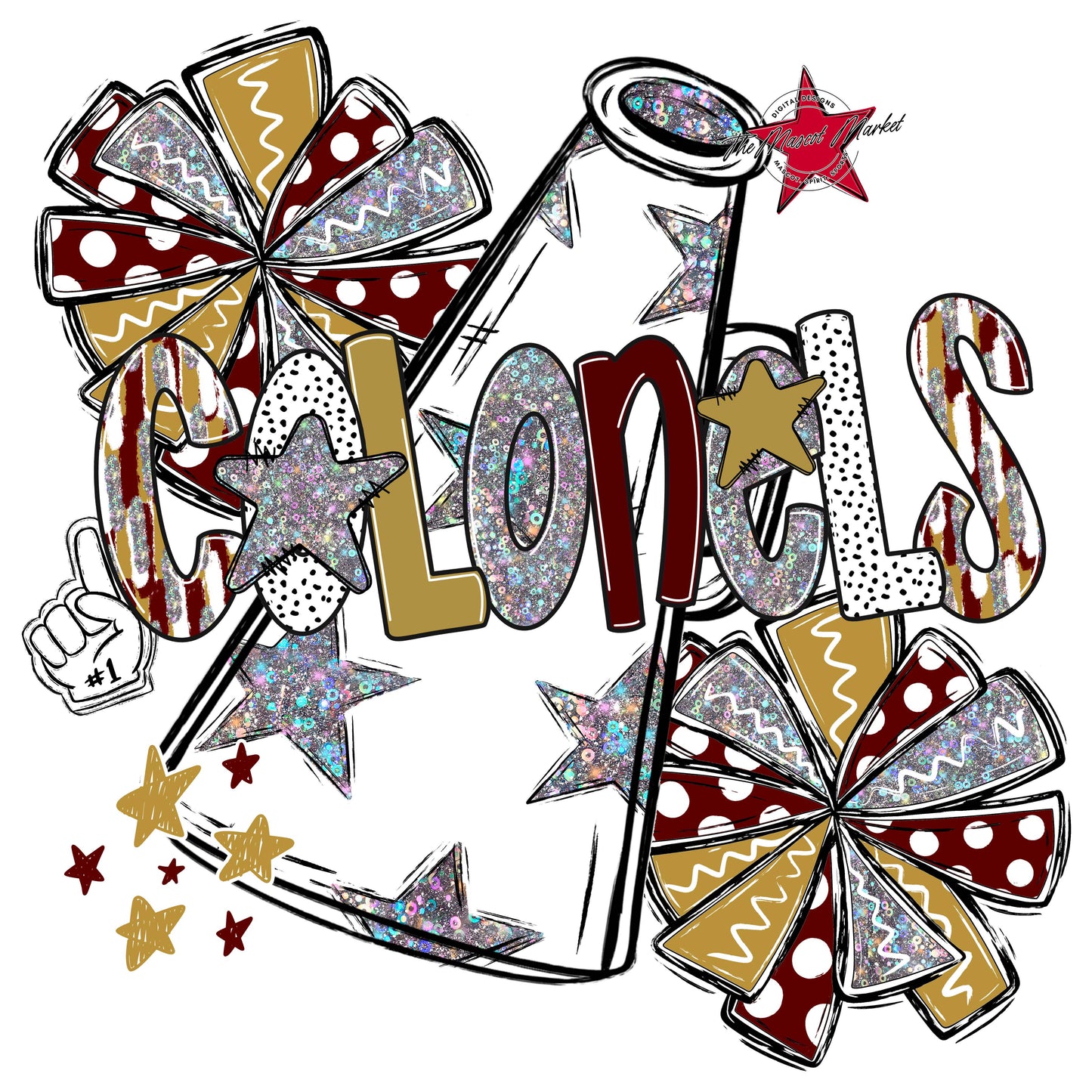 Colonels Cheer Megaphone Scrape-Maroon & Gold