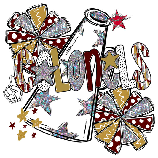 Colonels Cheer Megaphone Scrape-Maroon & Gold
