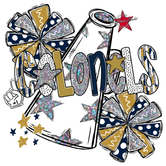 Colonels Cheer Megaphone Scrape-Navy & Gold