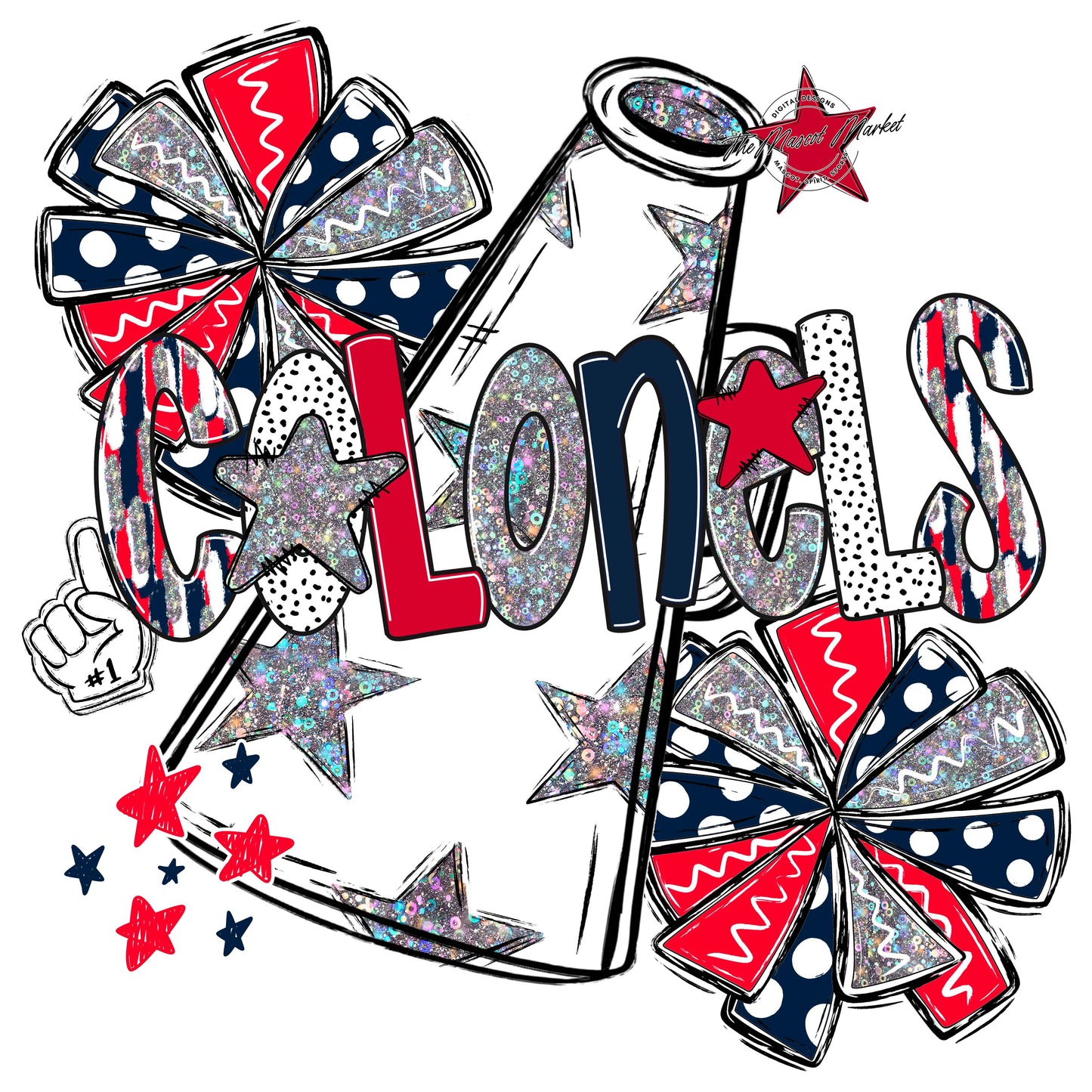Colonels Cheer Megaphone Scrape-Navy & Red