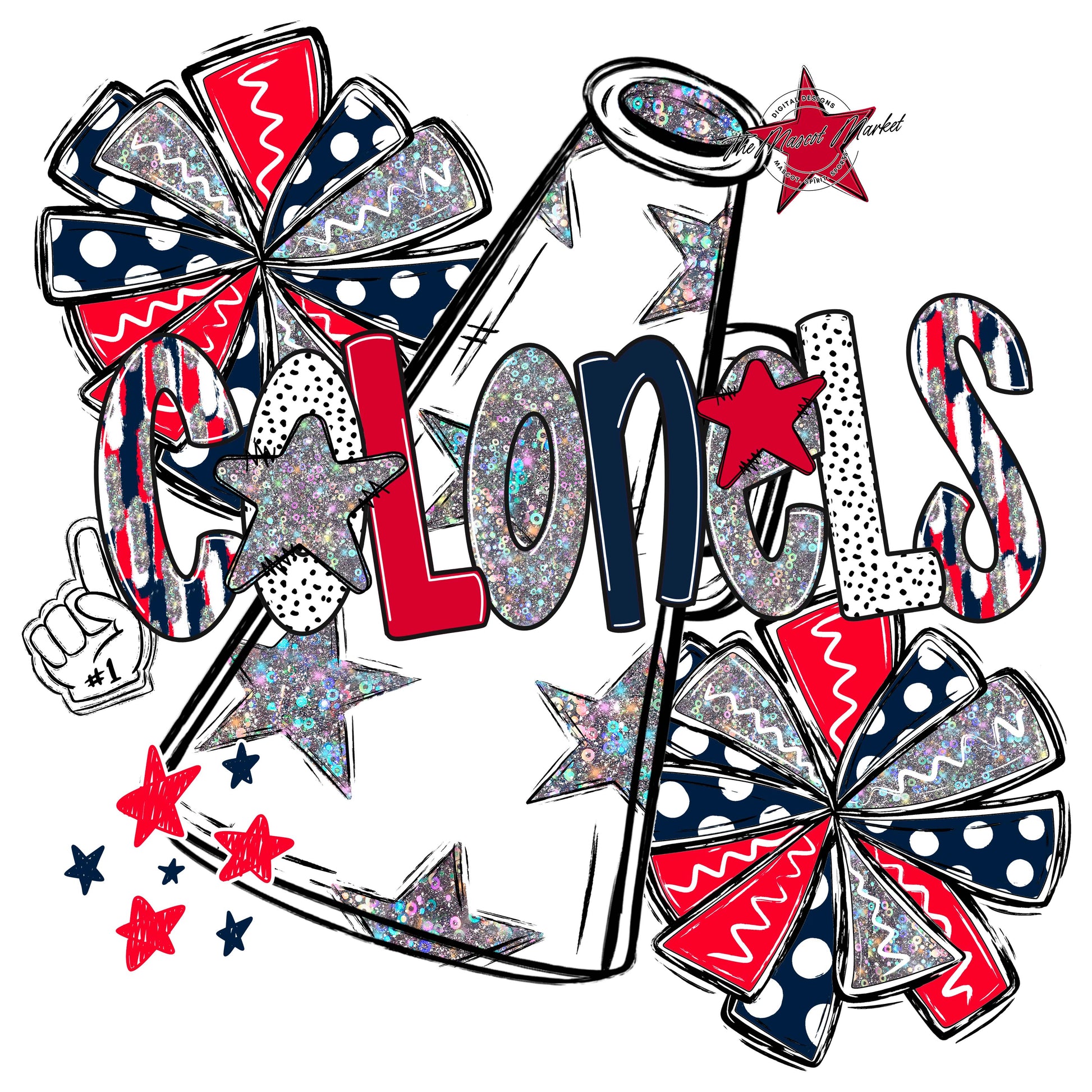 Colonels Cheer Megaphone Scrape-Navy & Red