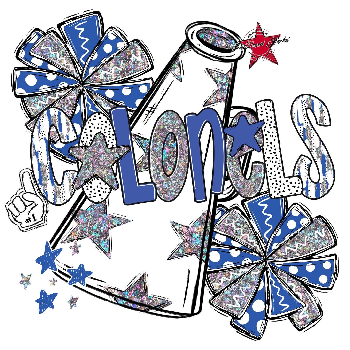 Colonels Cheer Megaphone Scrape-Off Blue