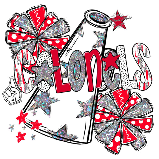 Colonels Cheer Megaphone Scrape-Red