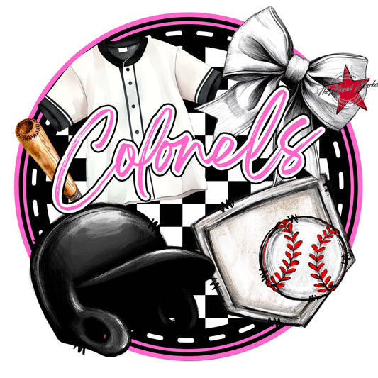 Colonels Circle Baseball Frame-Baby Pink