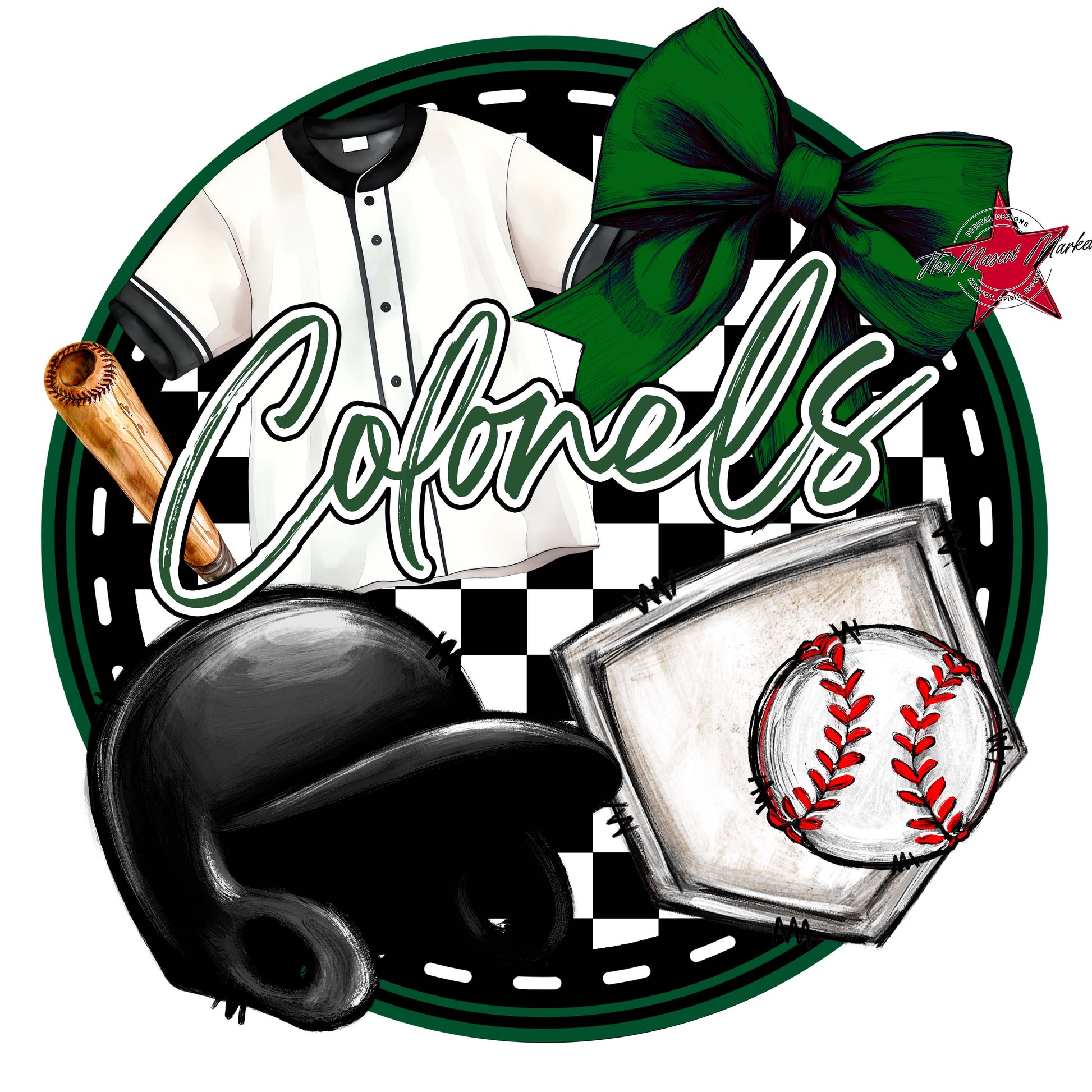 Colonels Circle Baseball Frame-Green