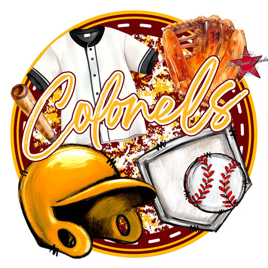 Colonels Circle Baseball Frame-Maroon & Yellow