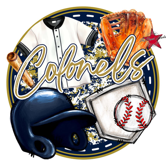 Colonels Circle Baseball Frame-Navy & Gold