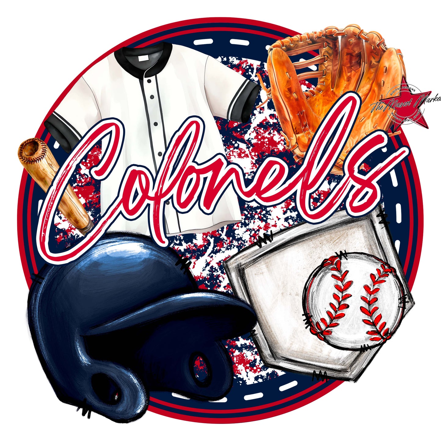Colonels Circle Baseball Frame-Navy & Red
