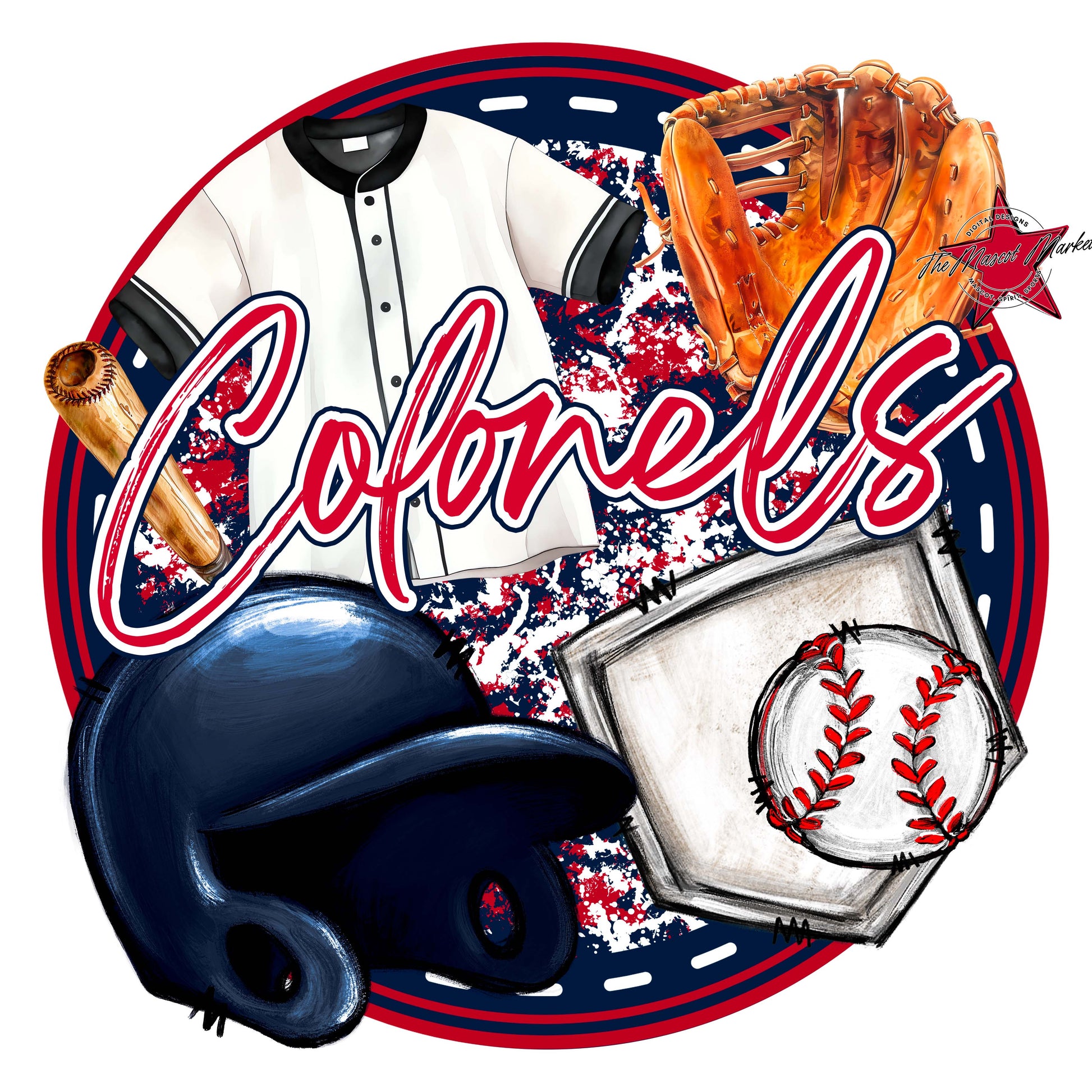 Colonels Circle Baseball Frame-Navy & Red
