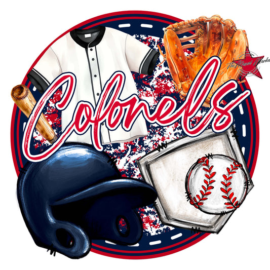 Colonels Circle Baseball Frame-Navy & Red
