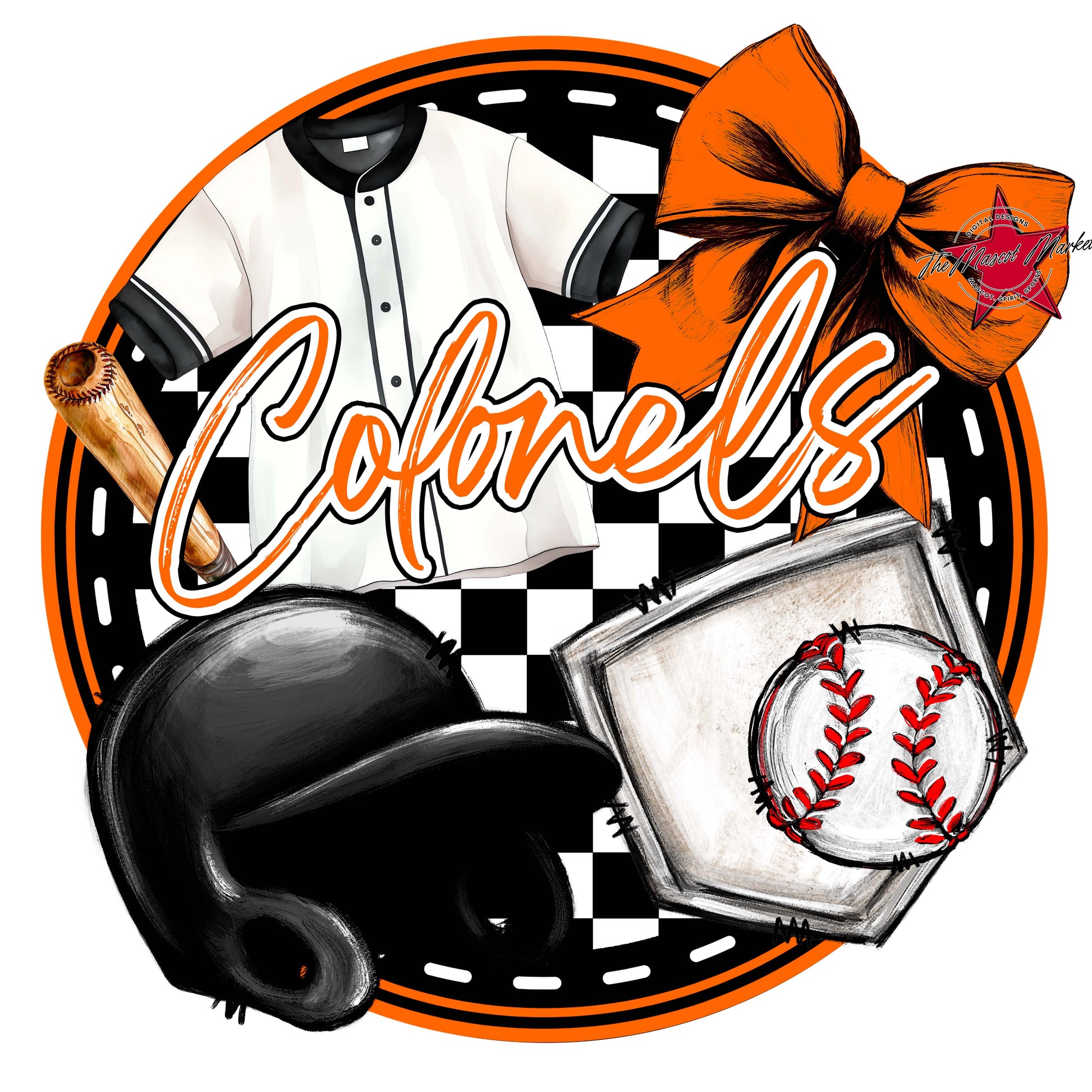 Colonels Circle Baseball Frame-Orange