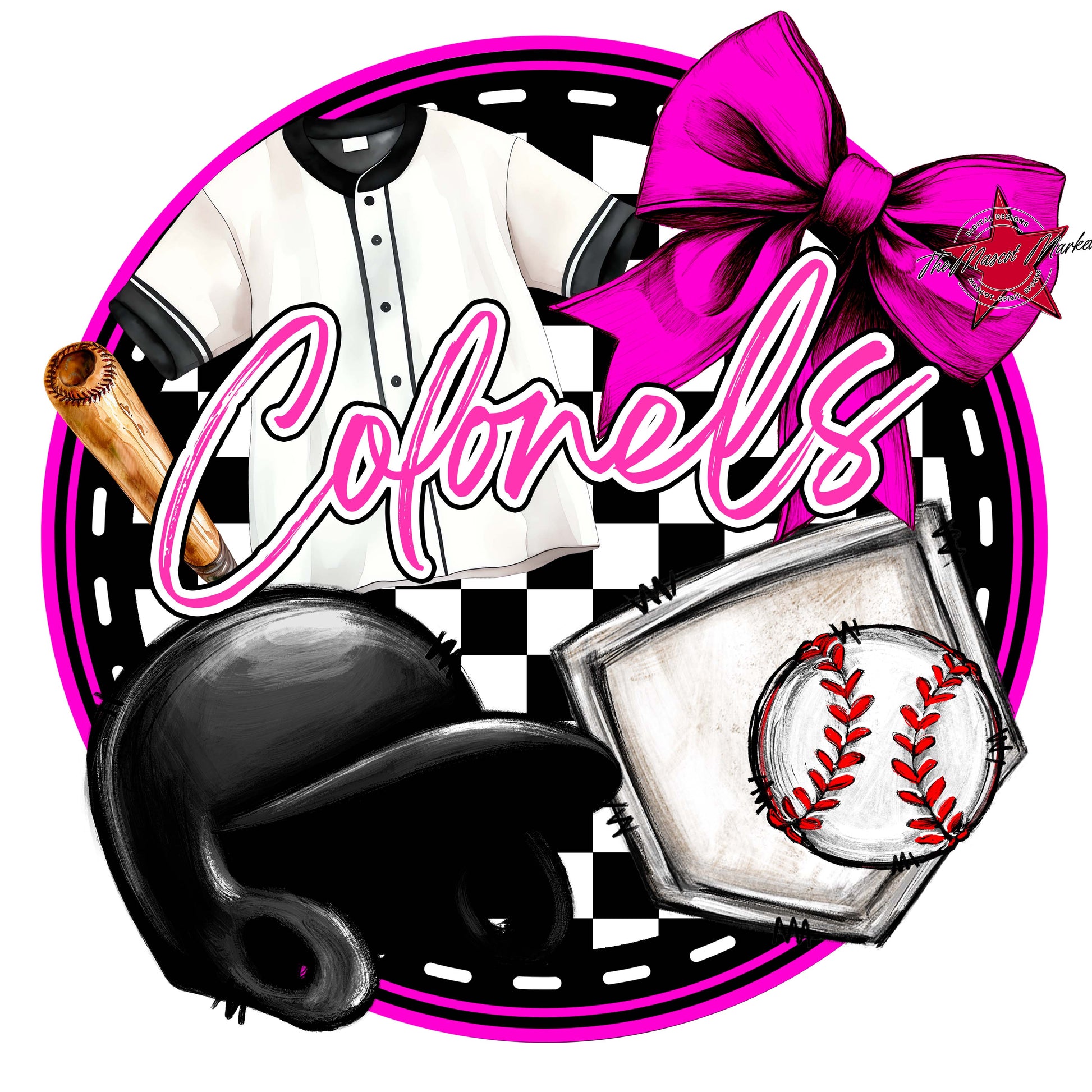 Colonels Circle Baseball Frame-Pink