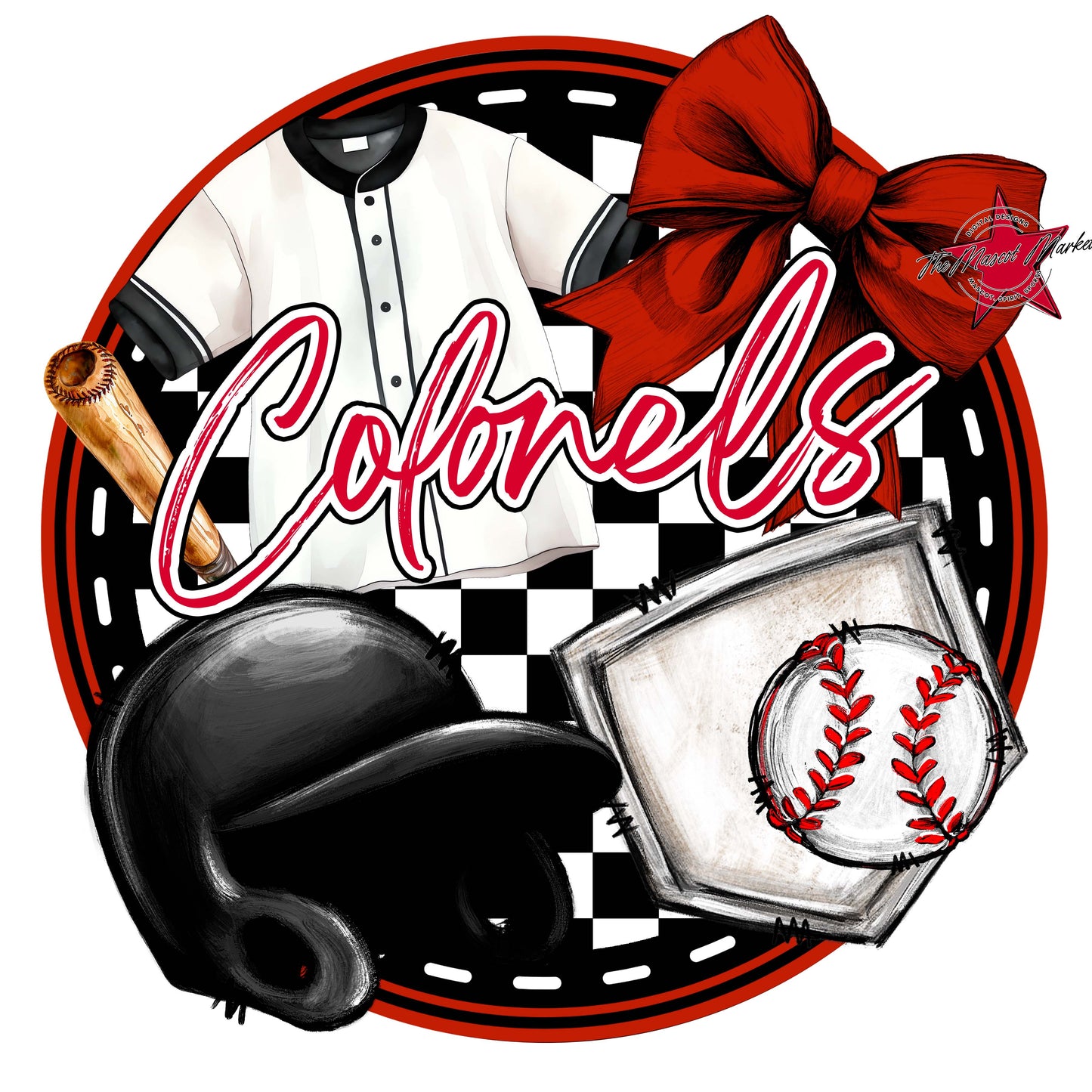 Colonels Circle Baseball Frame-Red