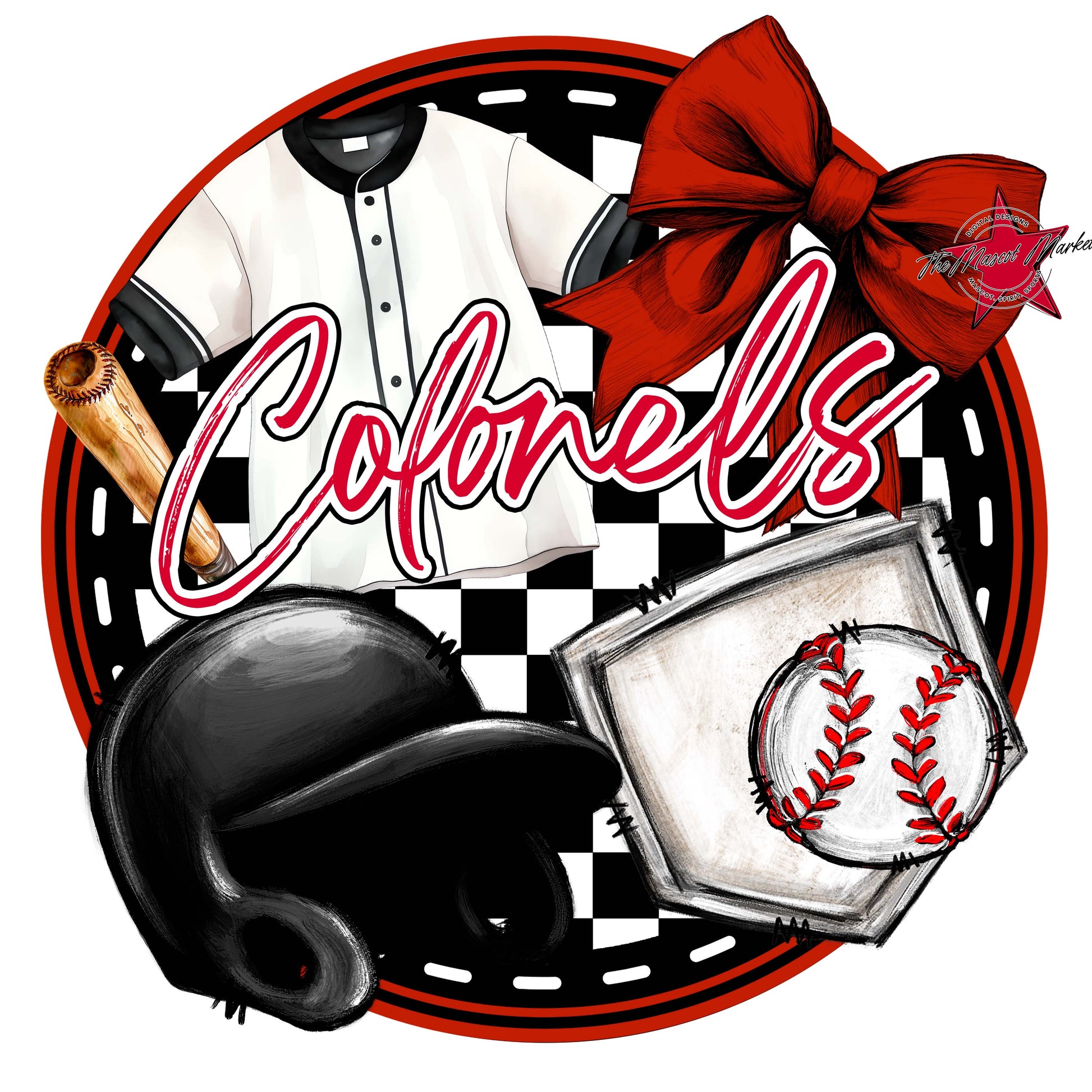 Colonels Circle Baseball Frame-Red