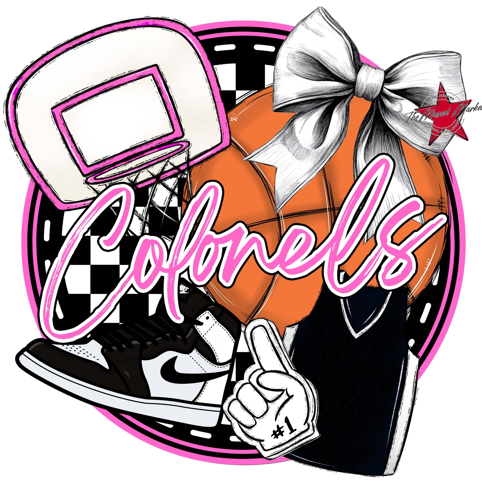 Colonels Circle Basketball Frame-Baby Pink