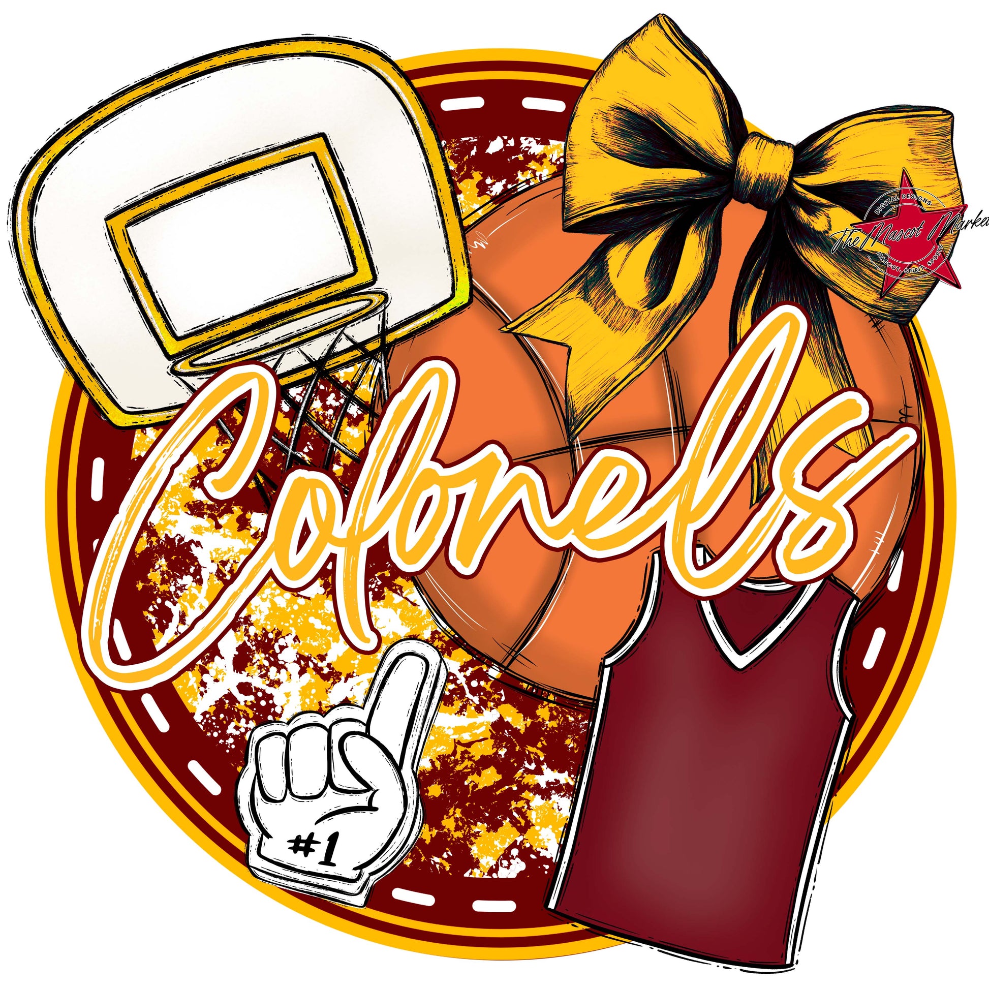 Colonels Circle Basketball Frame-Maroon & Yellow