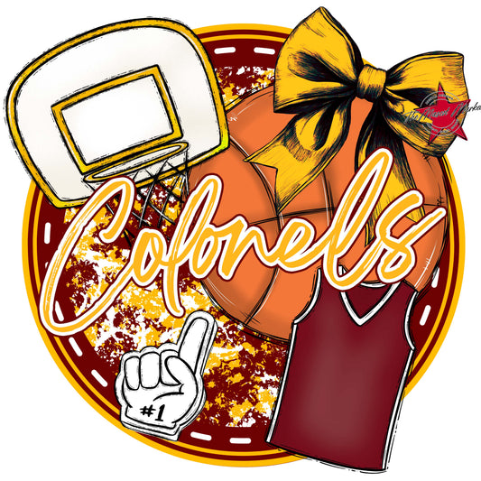 Colonels Circle Basketball Frame-Maroon & Yellow