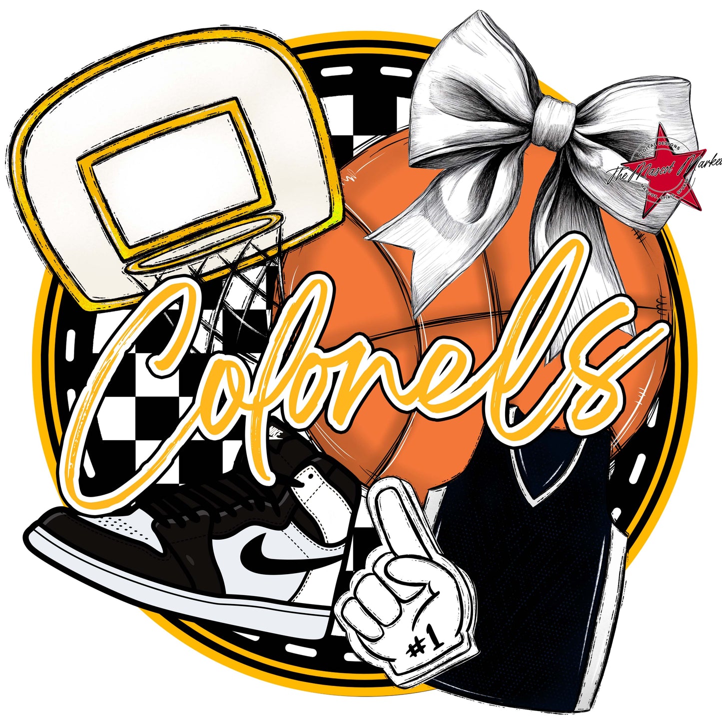 Colonels Circle Basketball Frame-Yellow