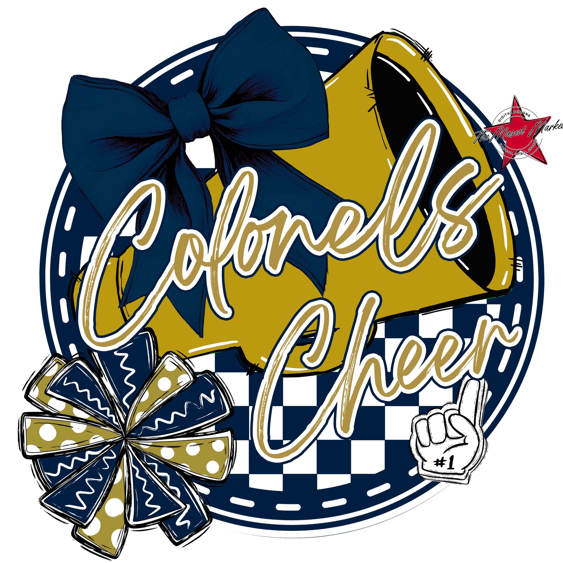 Colonels Circle Cheer Frame-Navy & Gold