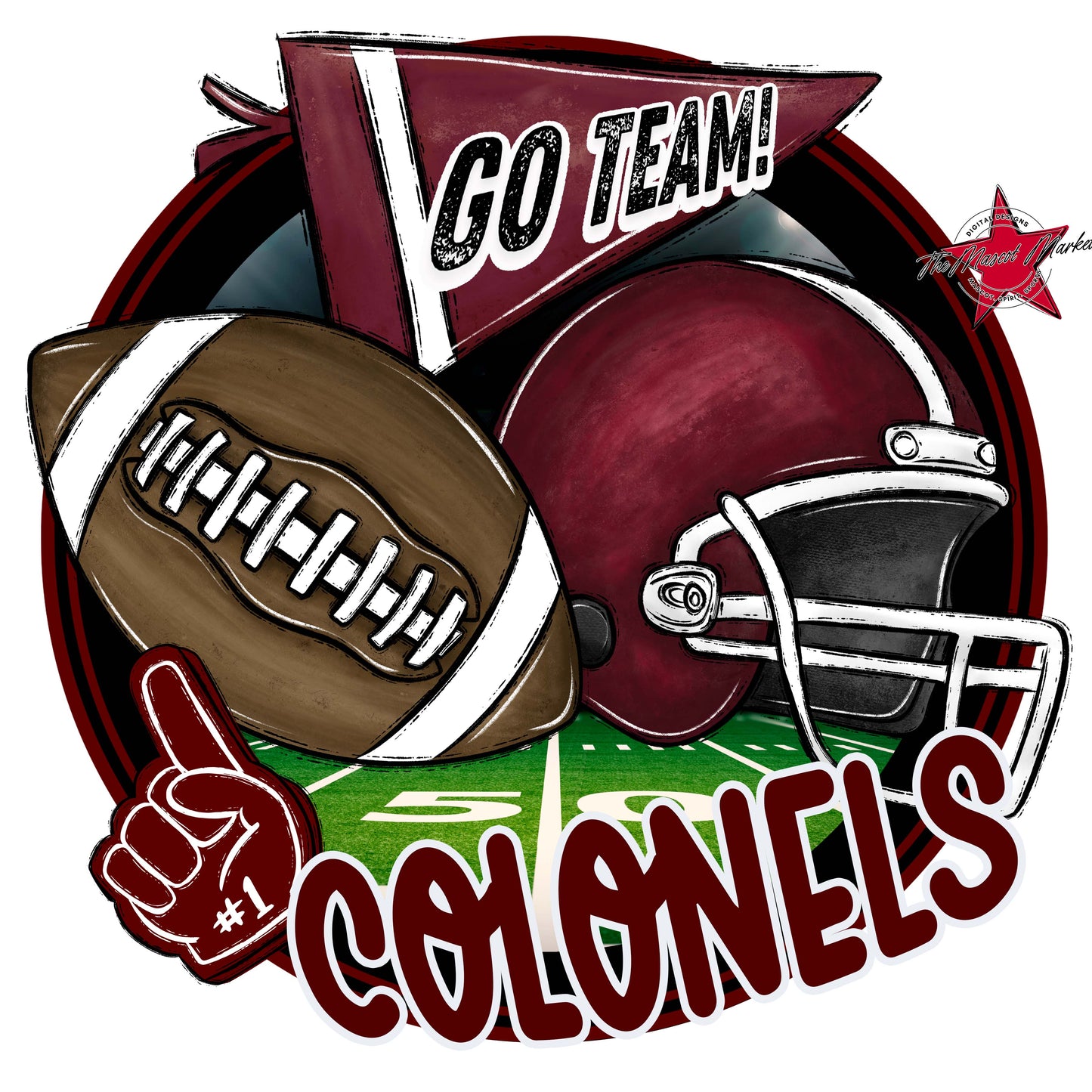 Colonels Circle Football Frame-Maroon