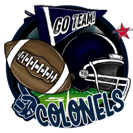 Colonels Circle Football Frame-Navy