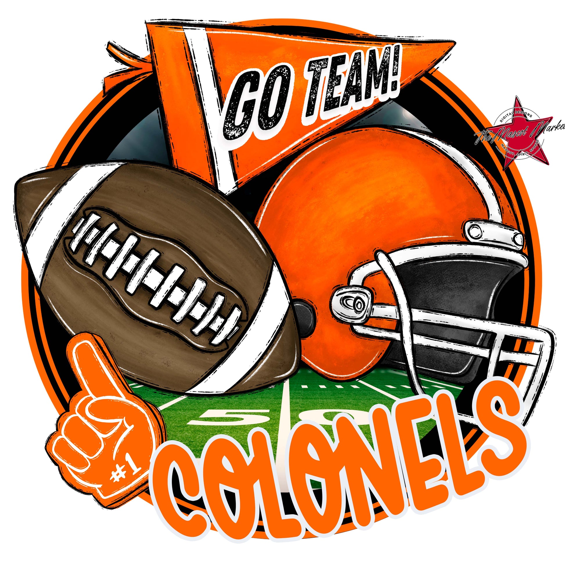 Colonels Circle Football Frame-Orange
