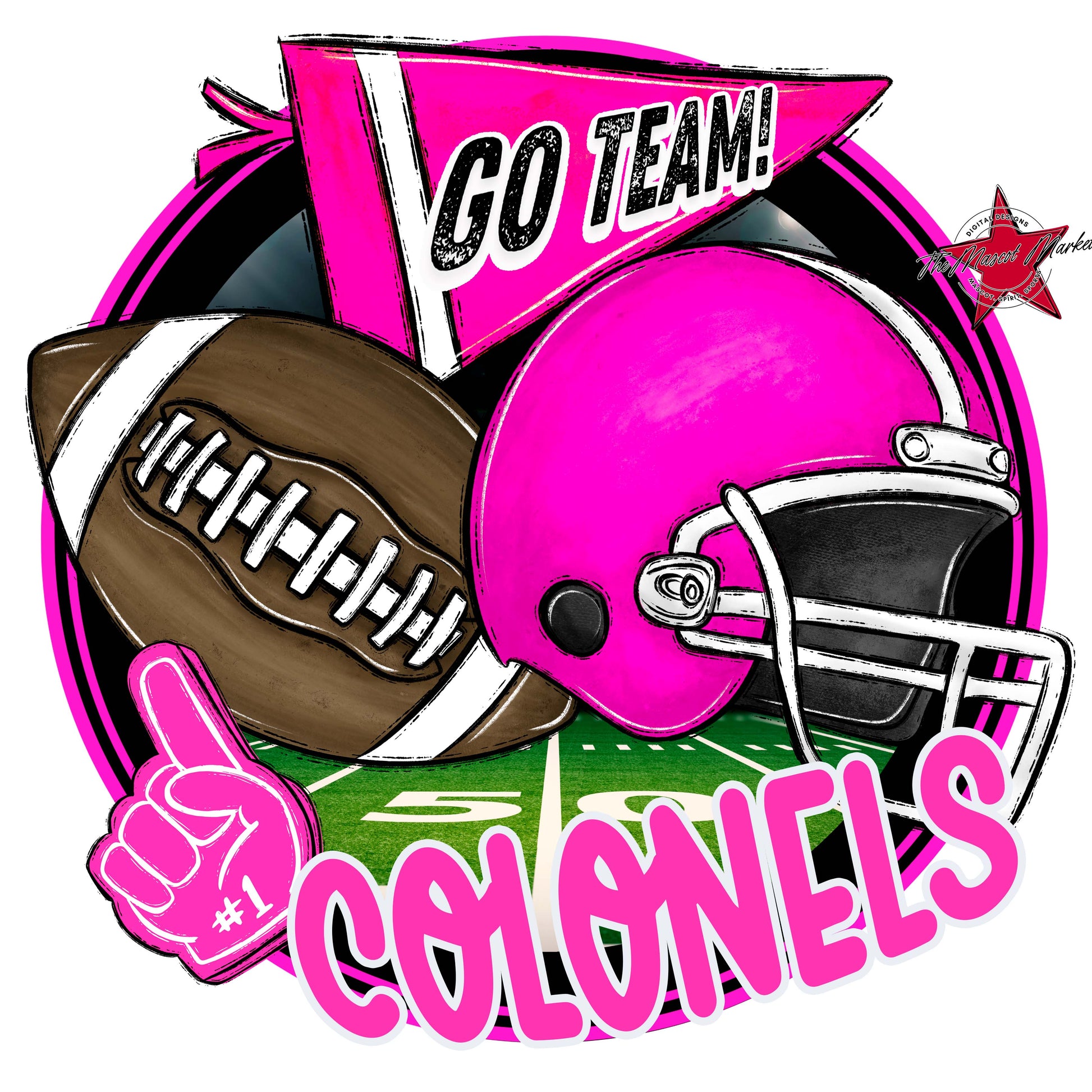 Colonels Circle Football Frame-Pink