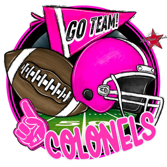 Colonels Circle Football Frame-Pink