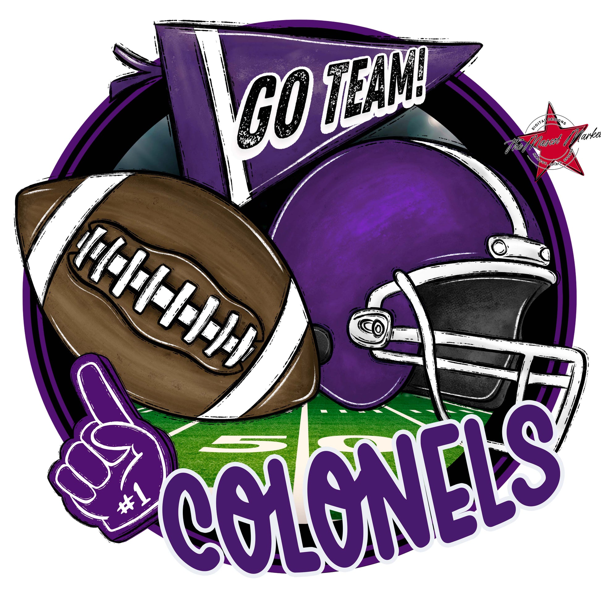 Colonels Circle Football Frame-Purple
