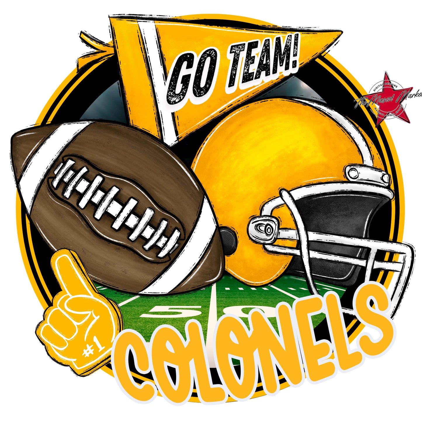 Colonels Circle Football Frame-Yellow