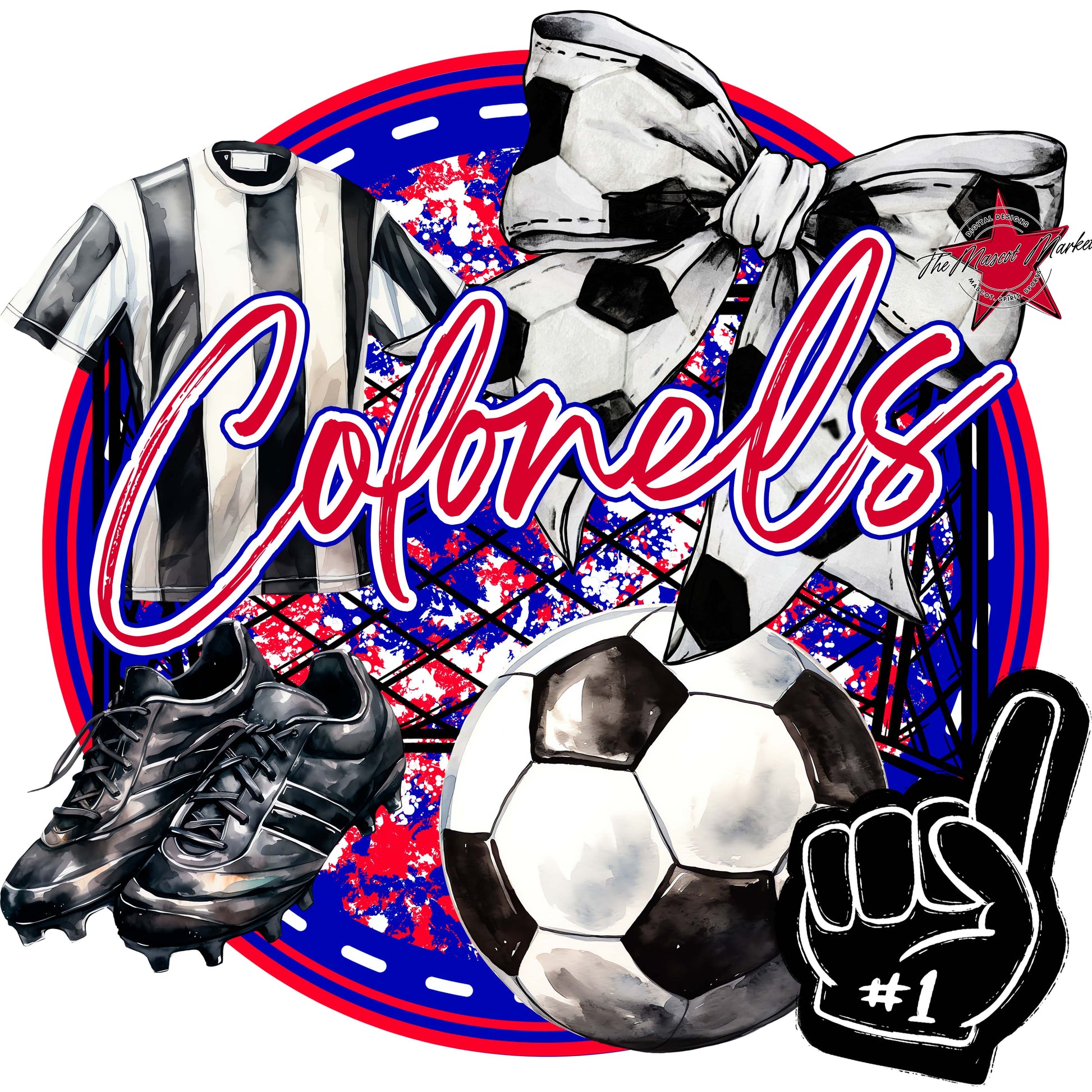 Colonels Circle Soccer Frame-Blue & Red