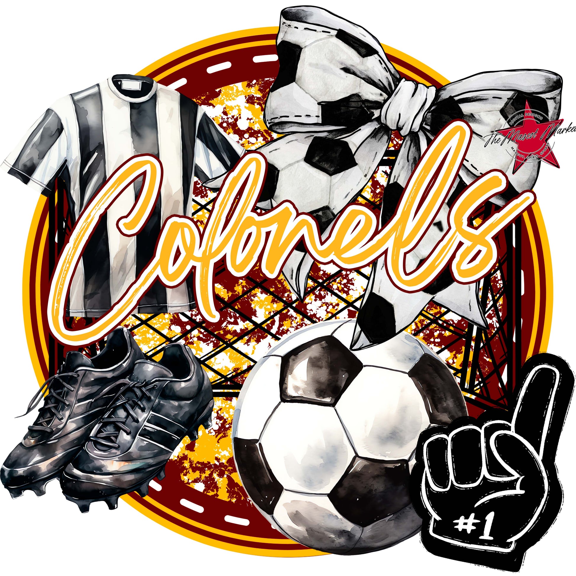 Colonels Circle Soccer Frame-Maroon & Yellow