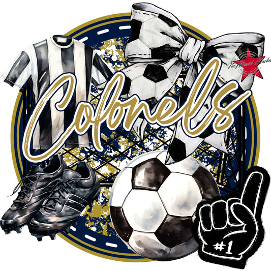 Colonels Circle Soccer Frame-Navy & Gold
