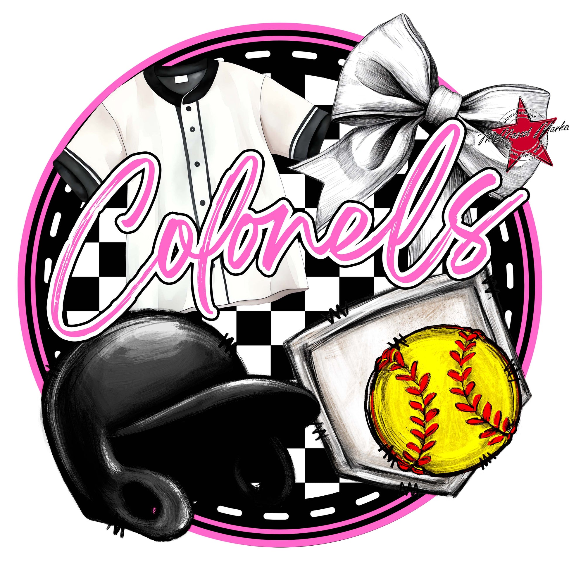Colonels Circle Softball Frame-Baby Pink
