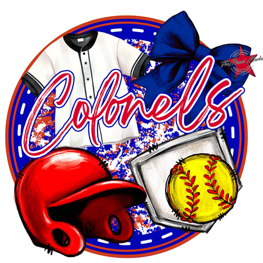 Colonels Circle Softball Frame-Blue & Red