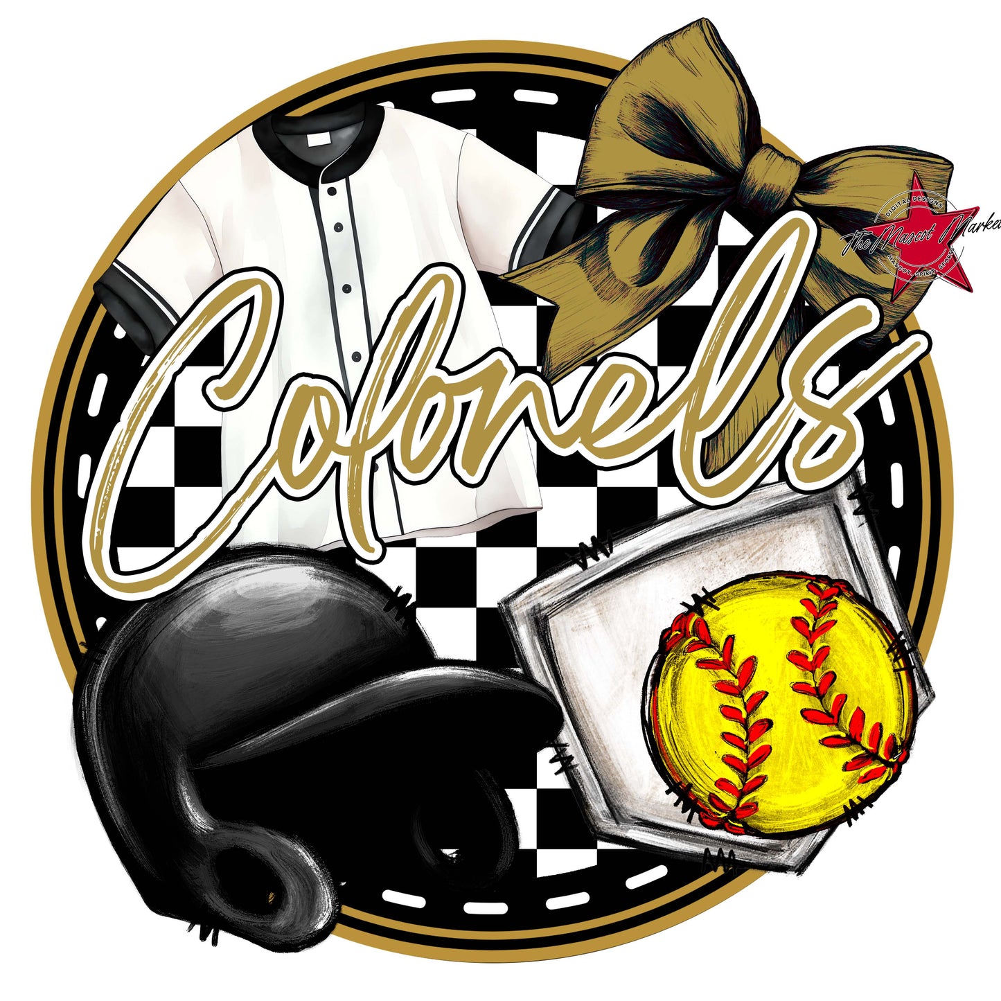 Colonels Circle Softball Frame-Gold