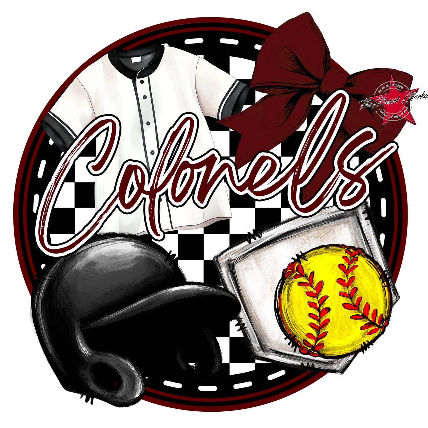Colonels Circle Softball Frame-Maroon