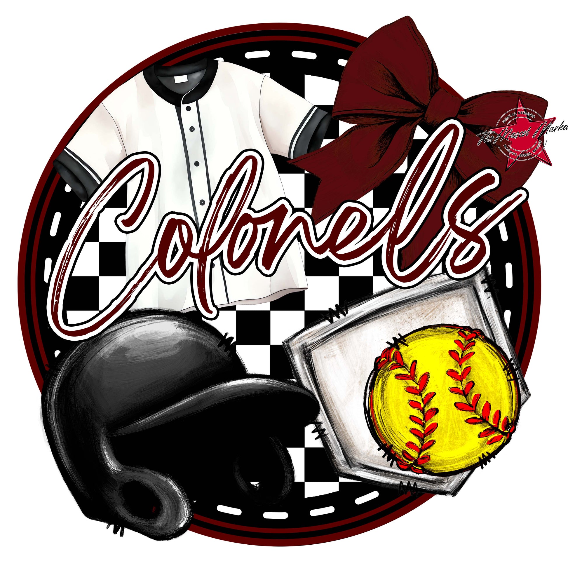 Colonels Circle Softball Frame-Maroon