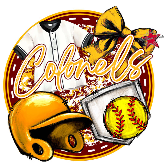 Colonels Circle Softball Frame-Maroon & Yellow