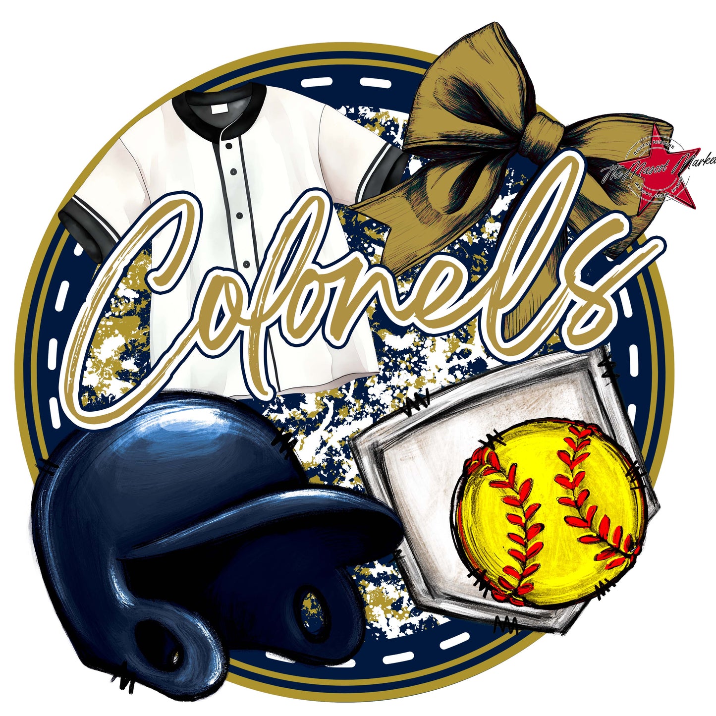 Colonels Circle Softball Frame-Navy & Gold