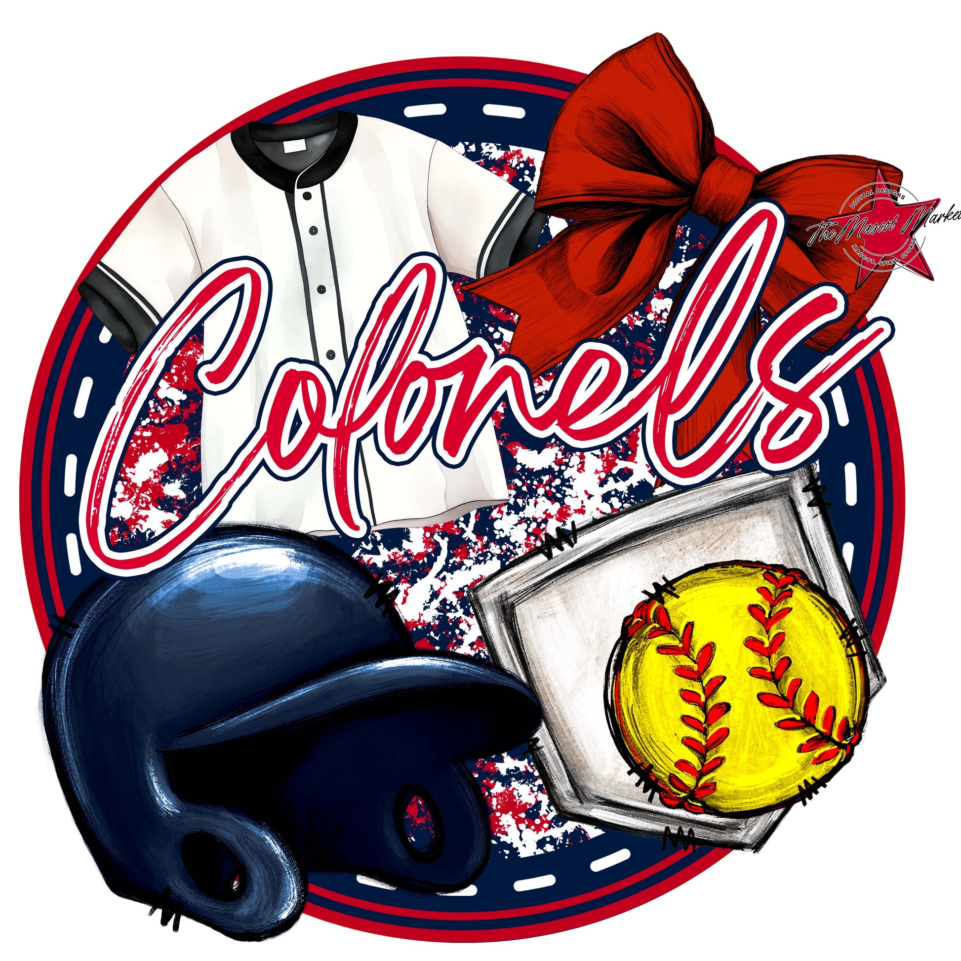 Colonels Circle Softball Frame-Navy & Red