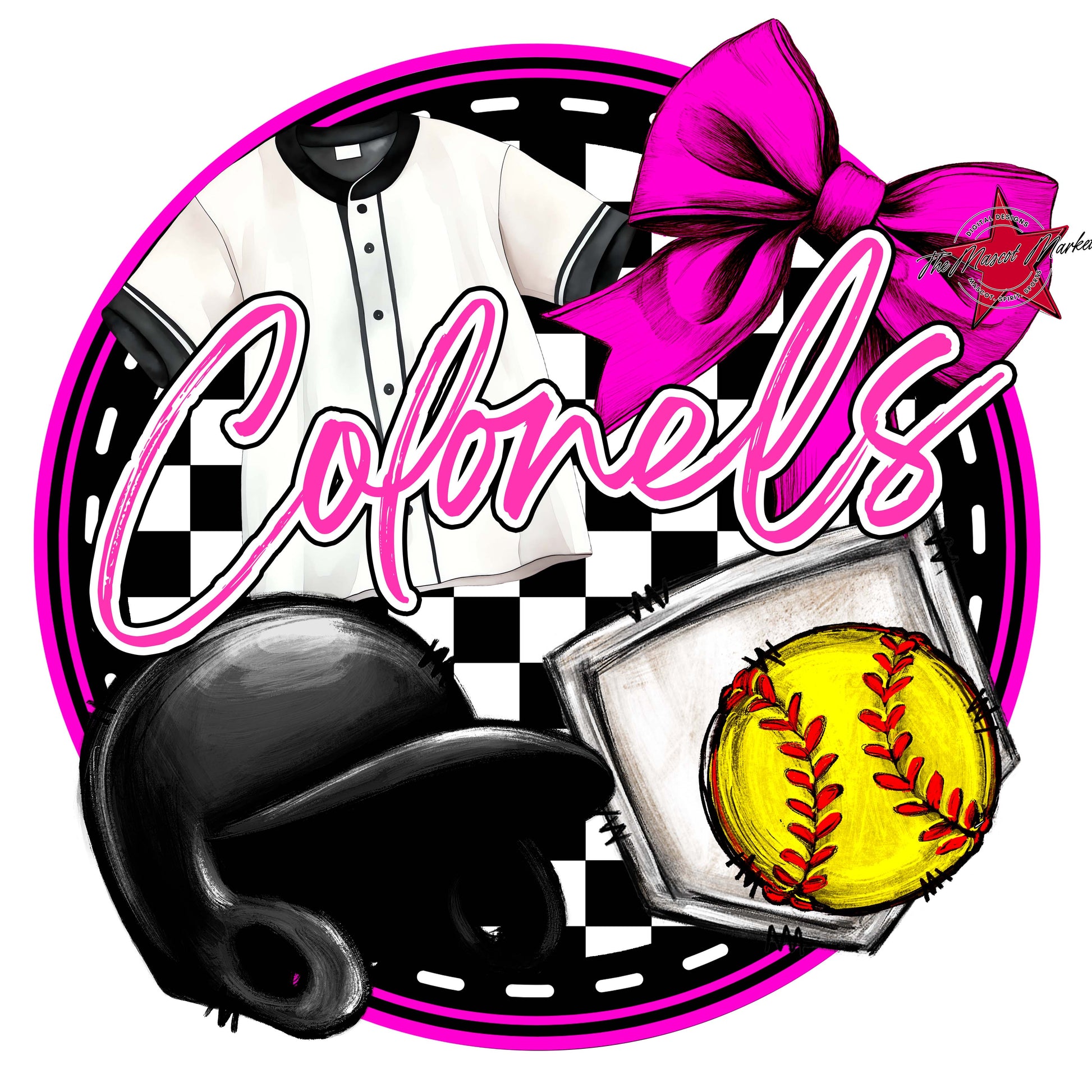 Colonels Circle Softball Frame-Pink