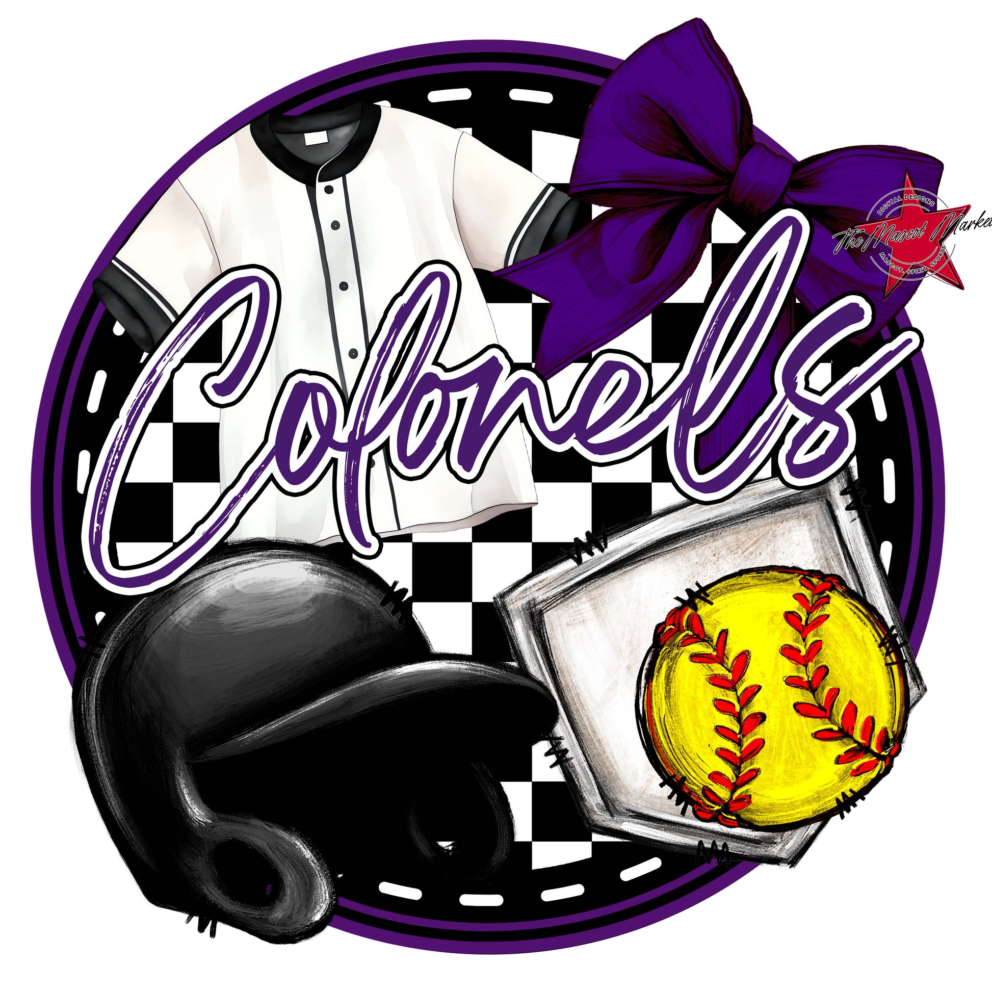 Colonels Circle Softball Frame-Purple