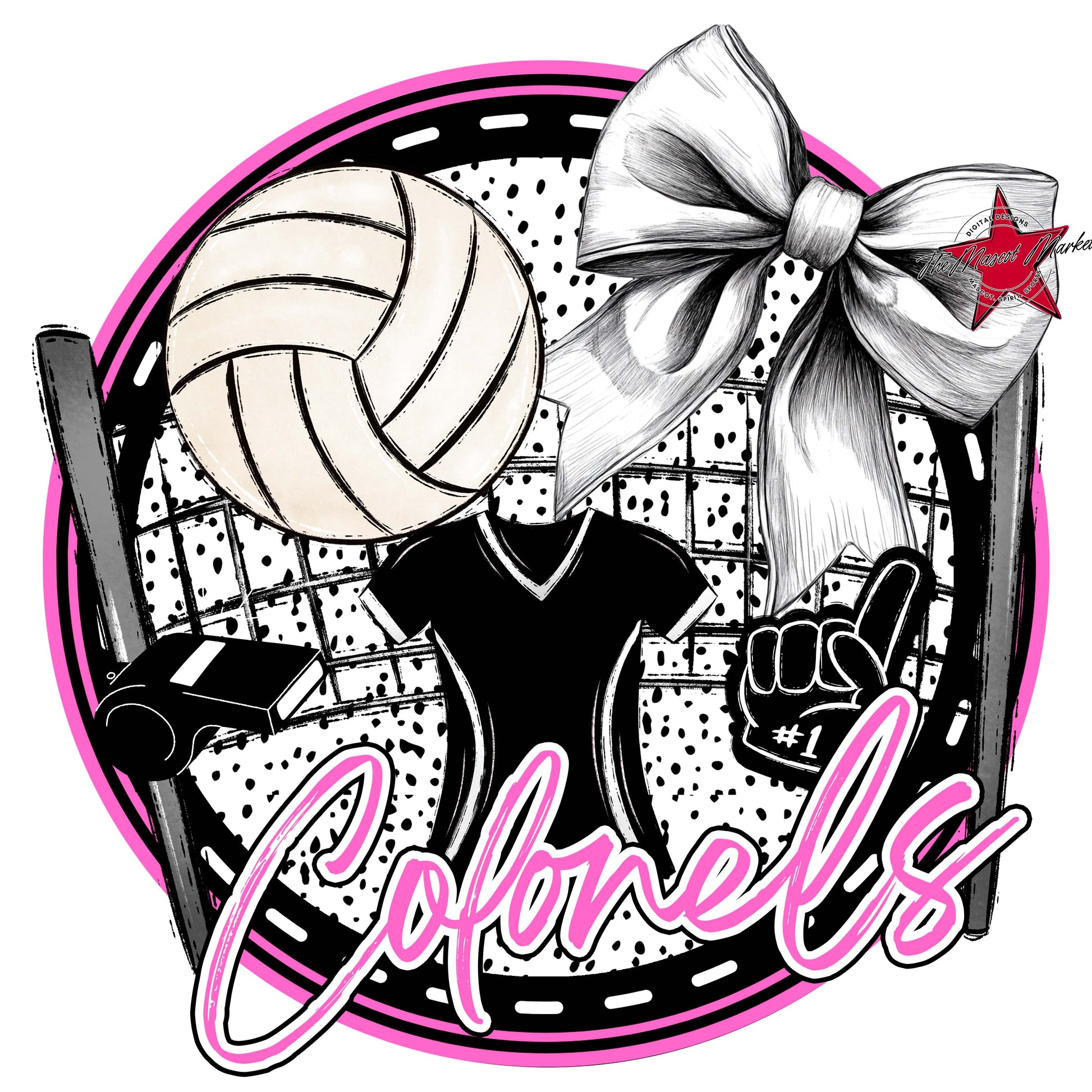 Colonels Circle Volleyball Frame-Baby Pink