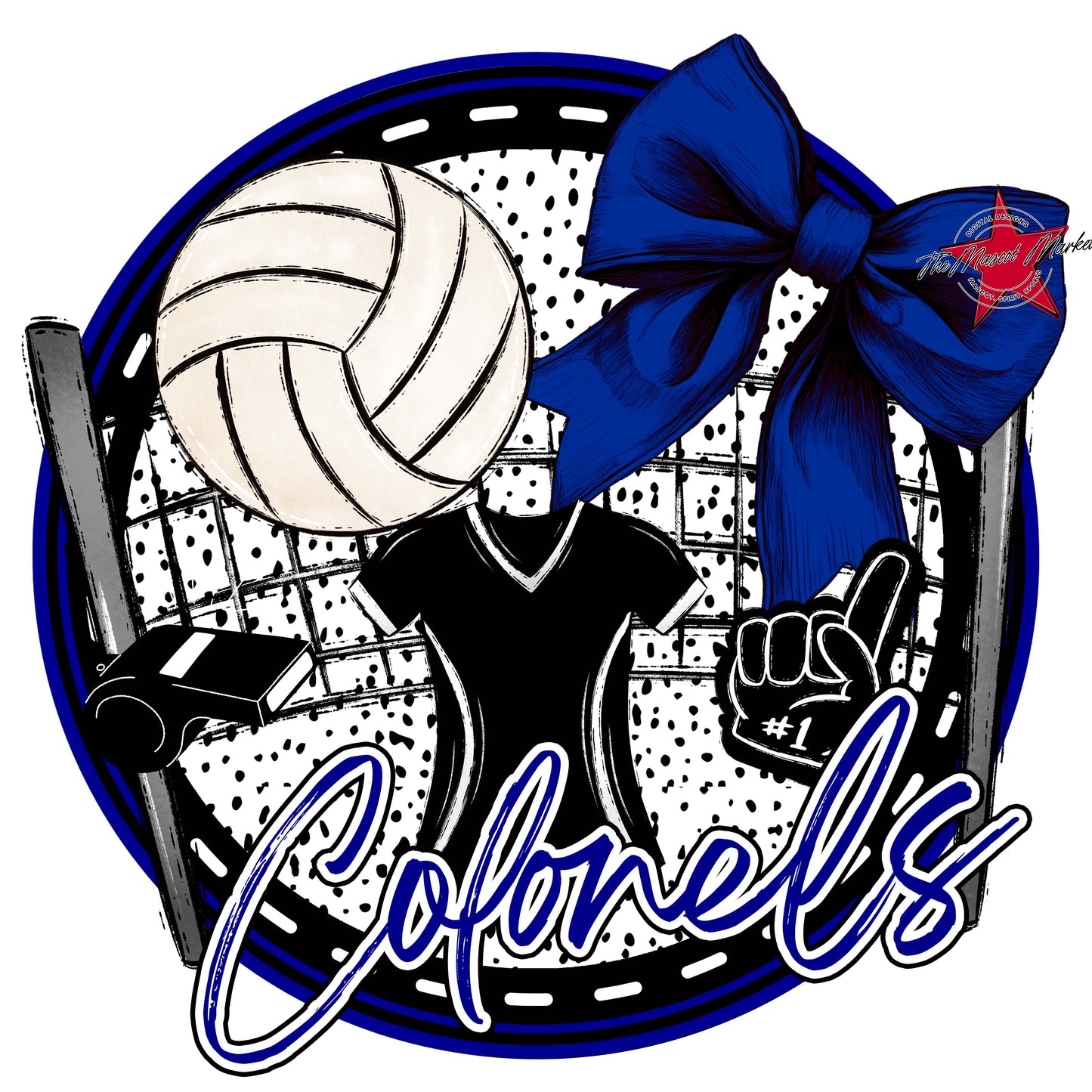 Colonels Circle Volleyball Frame-Blue