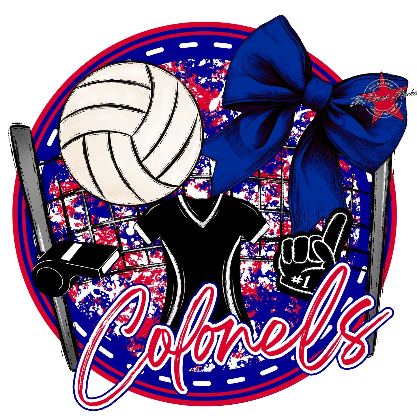 Colonels Circle Volleyball Frame-Blue & Red