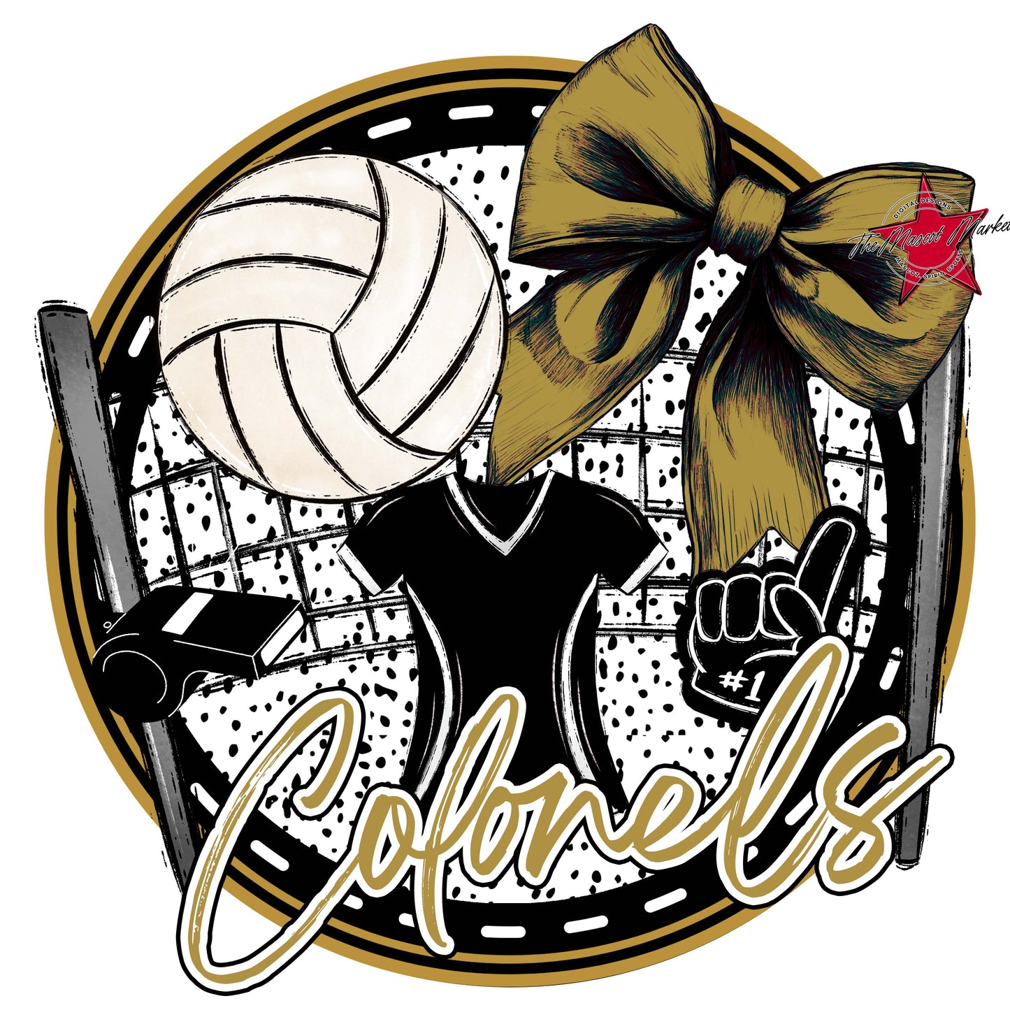 Colonels Circle Volleyball Frame-Gold