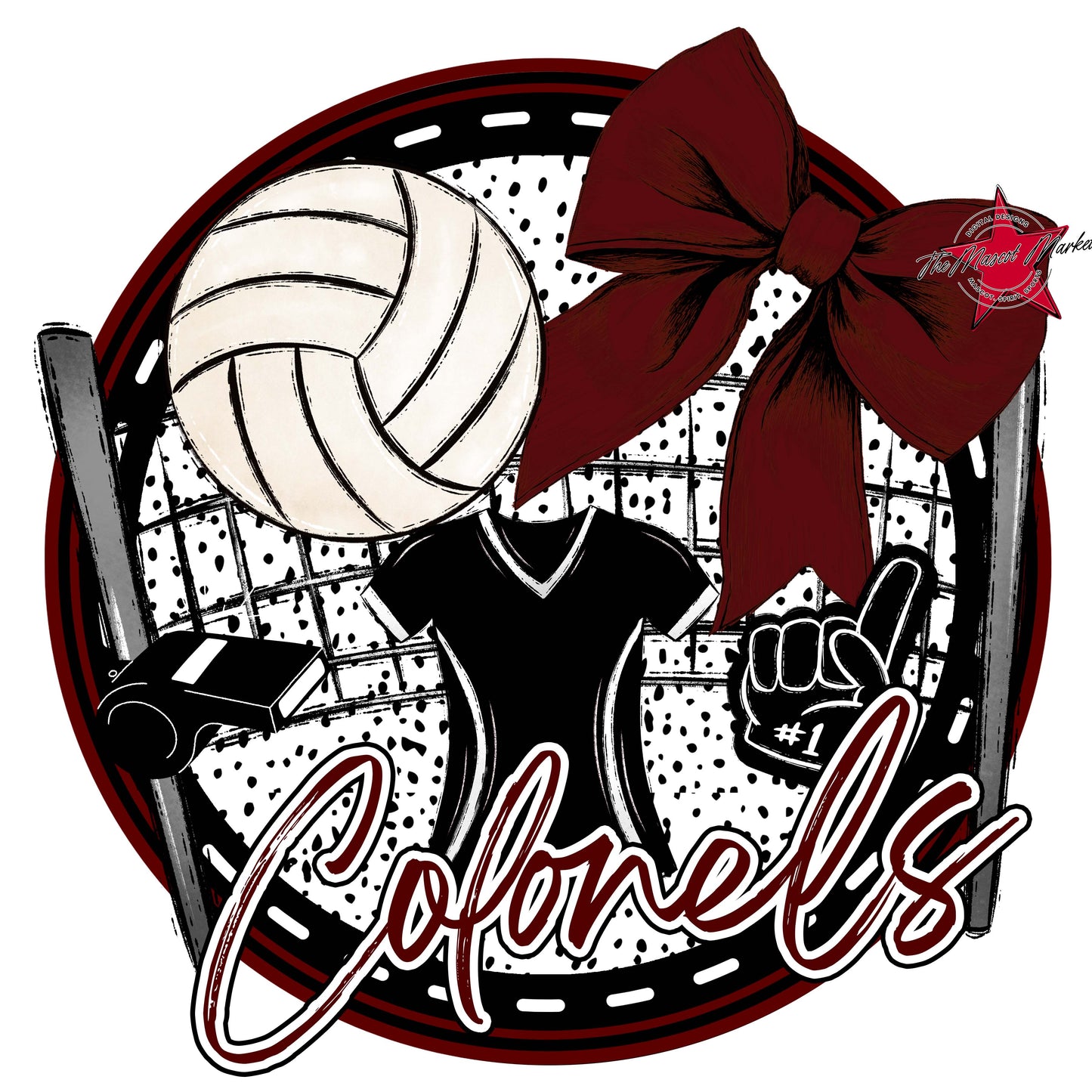 Colonels Circle Volleyball Frame-Maroon
